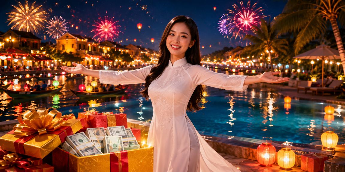 Người dùng Việt tham khảo u95 trên điện thoại trong khung cảnh Hội An