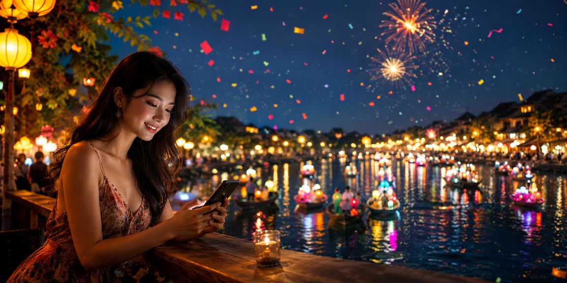 Người dùng Hội An xem nội dung mobile liên quan cá cược tại quán cà phê